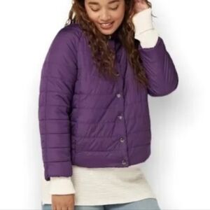 LOGO By Lori Goldstein Purple Puffer Coat Size Medium